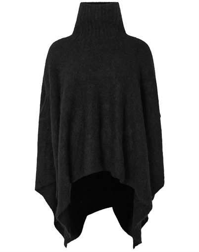 Rabens Saloner - Dede Fluffy Knit Poncho - Black